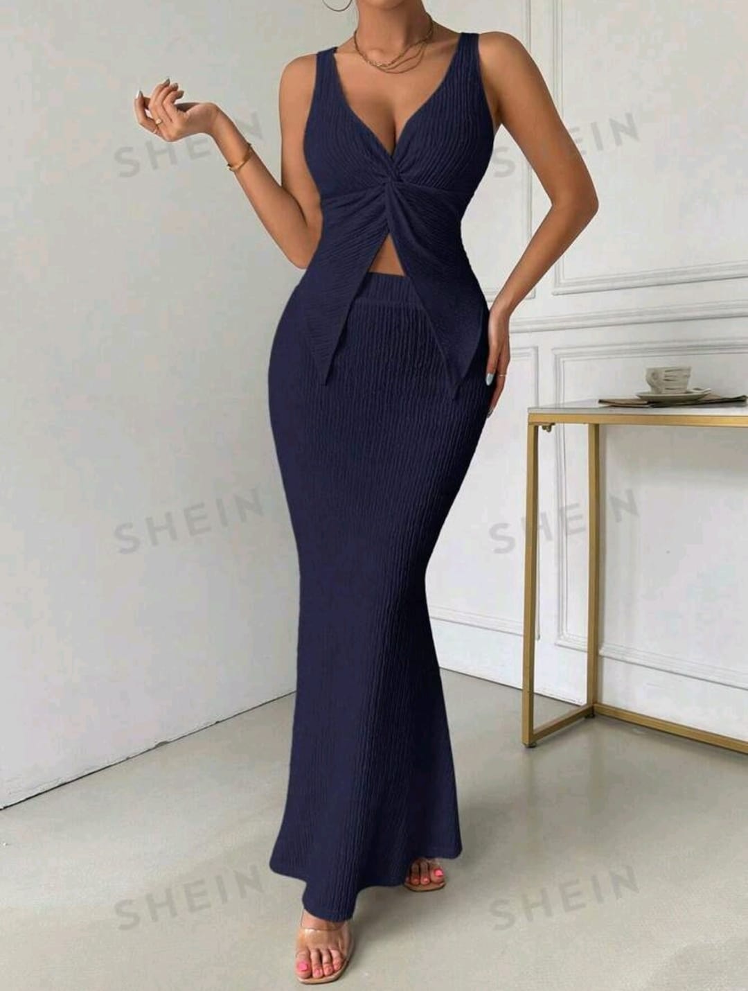 SHEIN Raffinéa Conjunto de verano elegante de 2 piezas