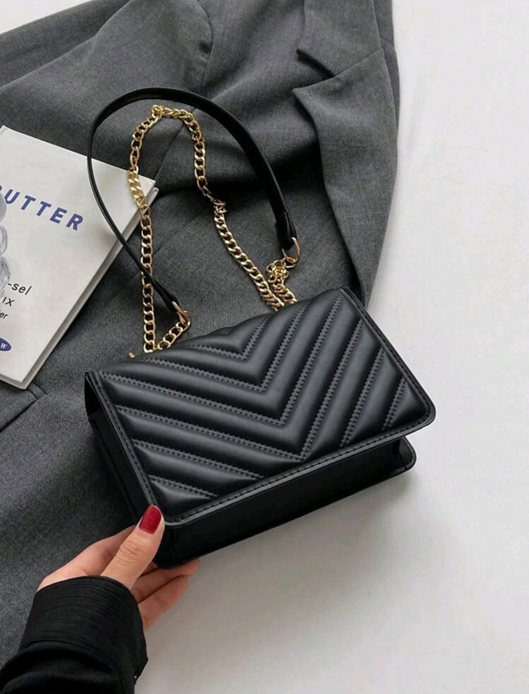 1 Pieza De Moda Bolso De Hombro Con Solapa Y Textura Prensada