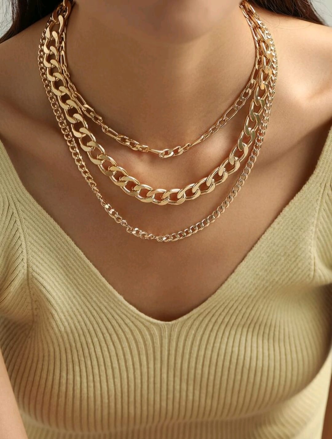 Conjunto de 3 piezas Collares de cadena estilo