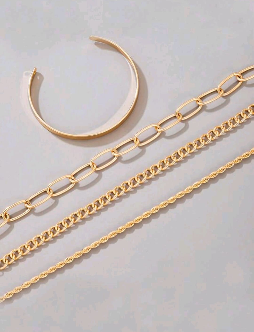 4 Pulseras Conjunto de joyería de pulsera de acero inoxidable dorado