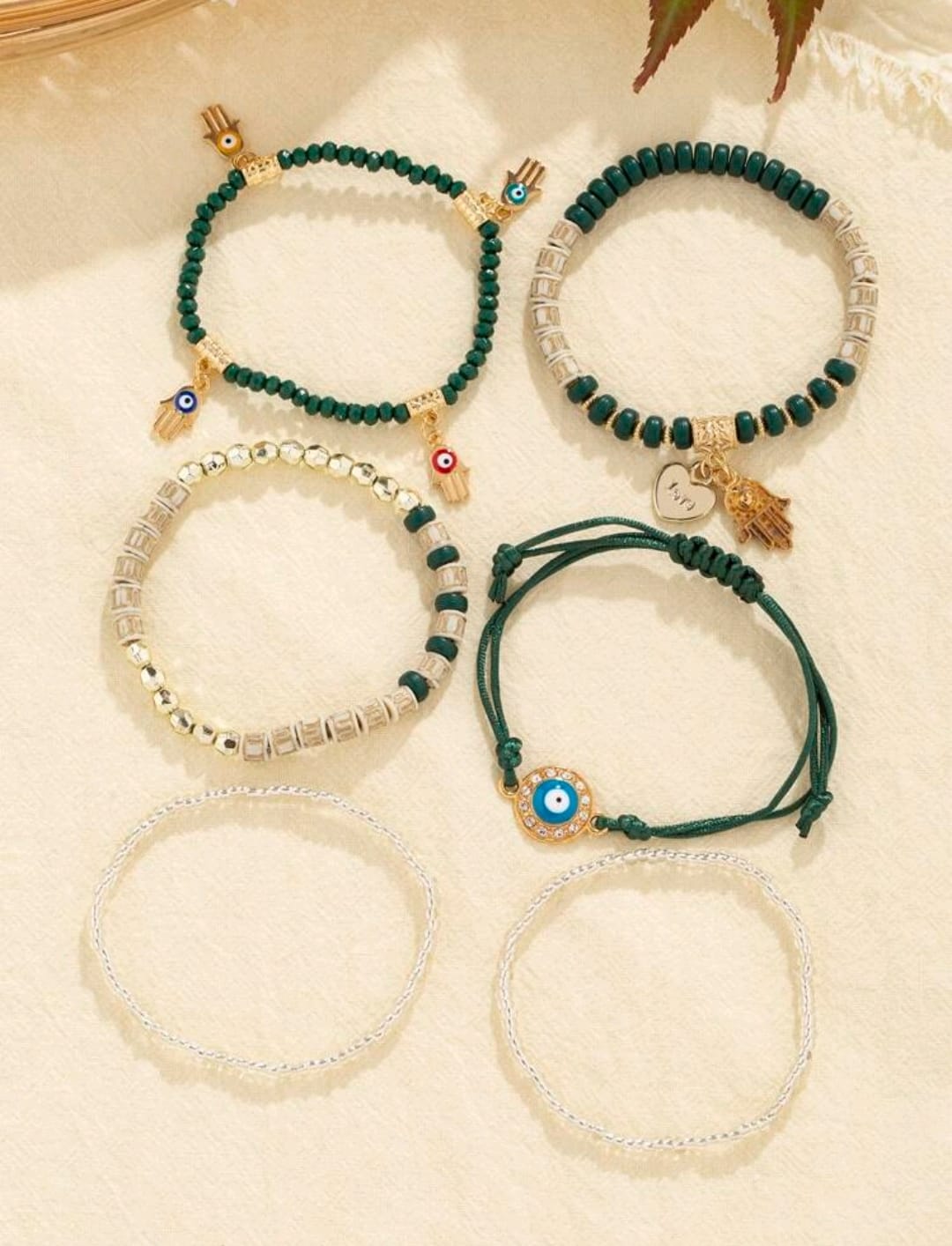 6 piezas/set Pulsera ojo & diseño mano Hamsa
