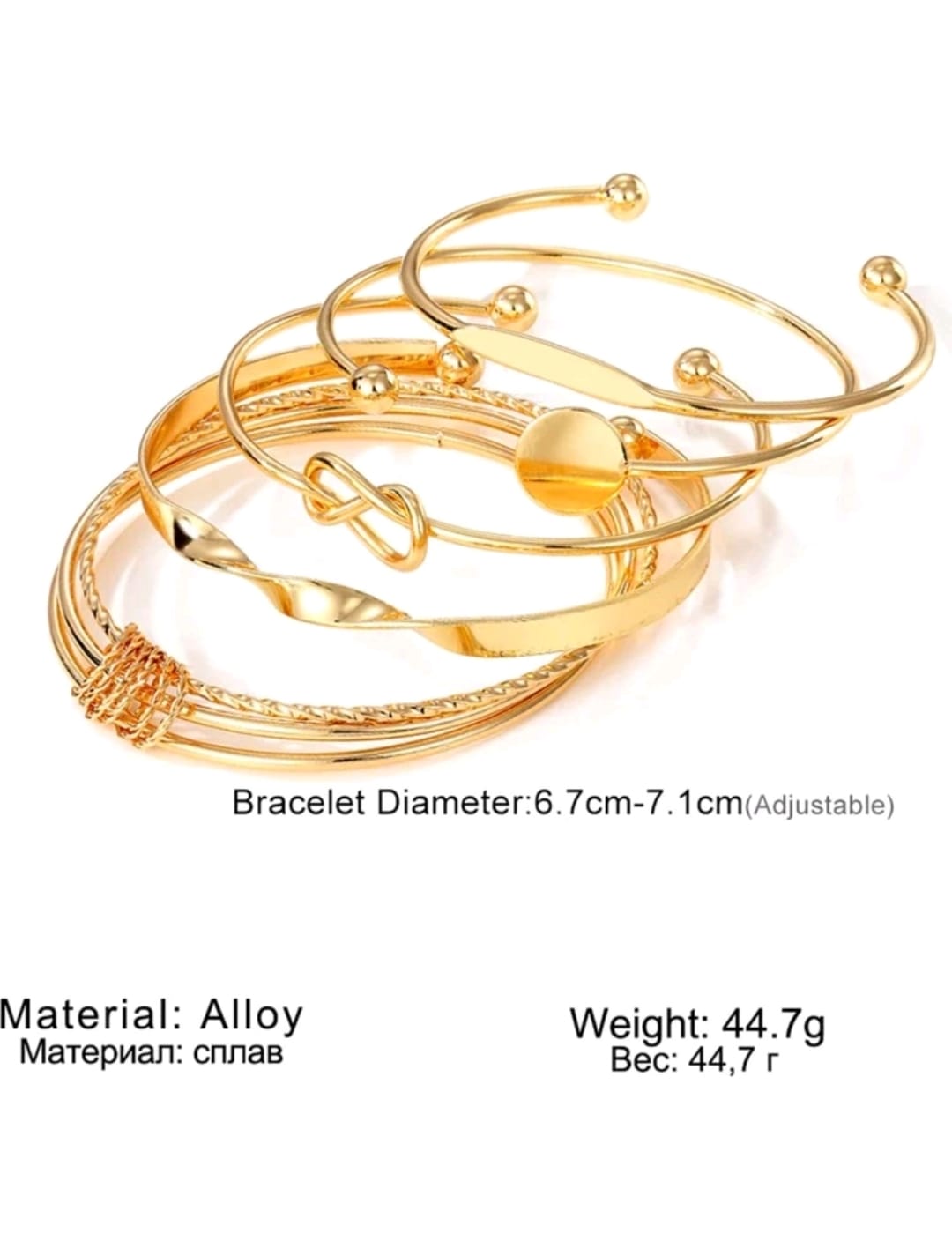 Set pulsera 5 de metal de mujeres sexy simple diariamente