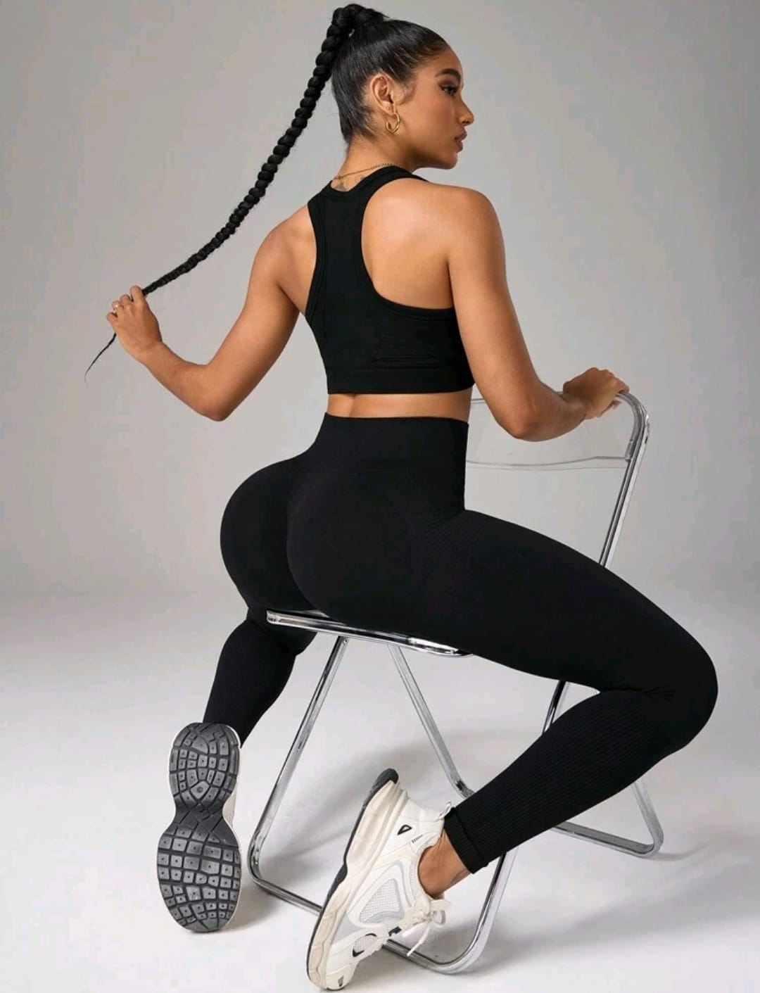 SHEIN Sport Studio Conjunto deportivo casual de mujer de unicolor con top sin mangas