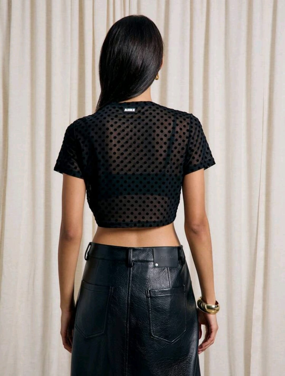 AiiRZ Top corto de malla con lunares