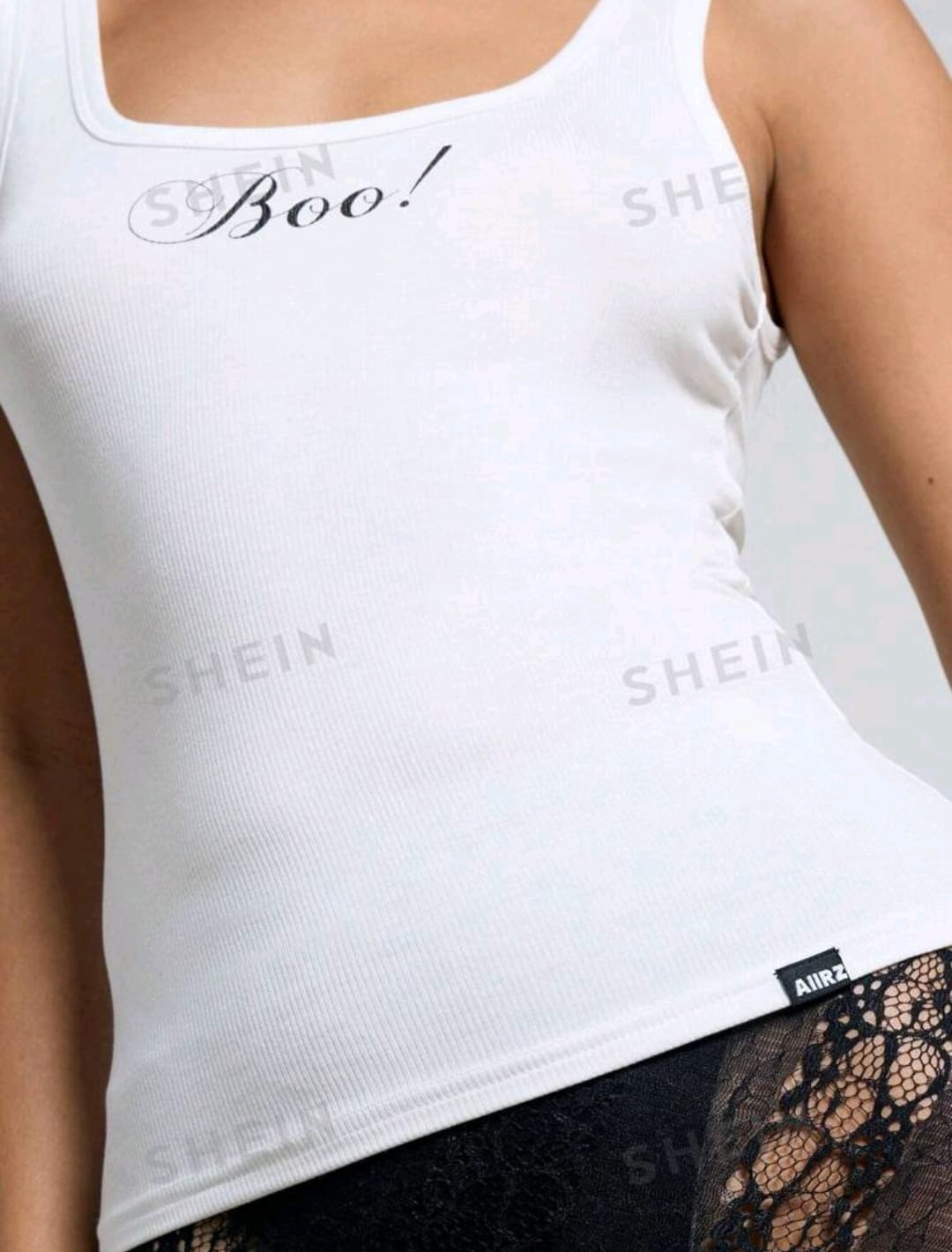 AiiRZ Top de punto de cuello cuadrado escotado