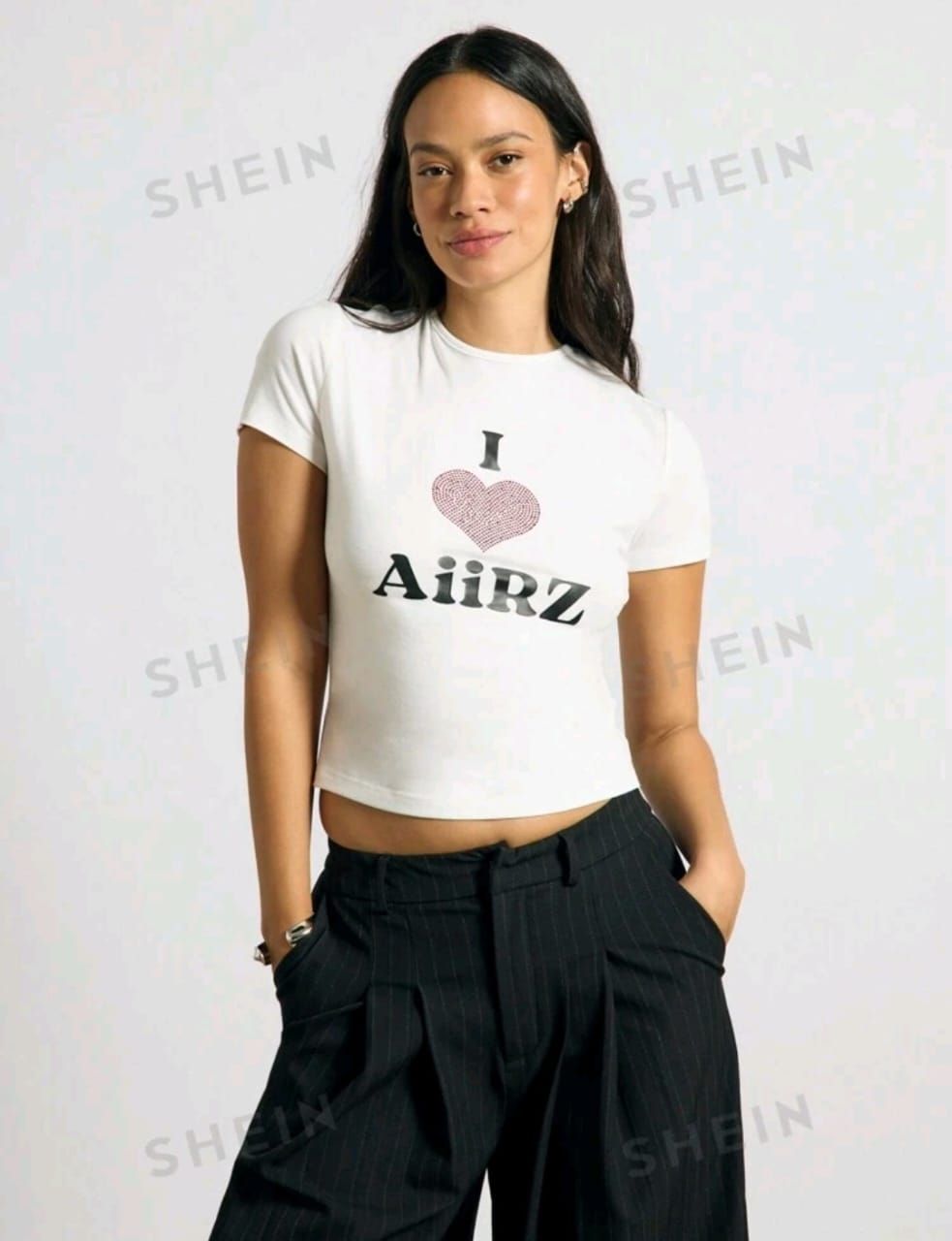 AiiRZ Camiseta ajustada con estampado gráfico "I Love AiiRZ"