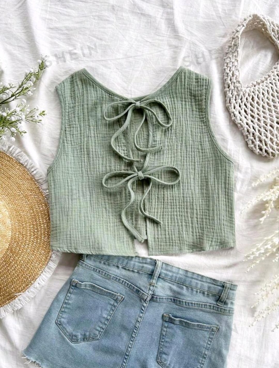 SHEIN WYWH Top informal tipo tirantes suelta y sin espalda con textura