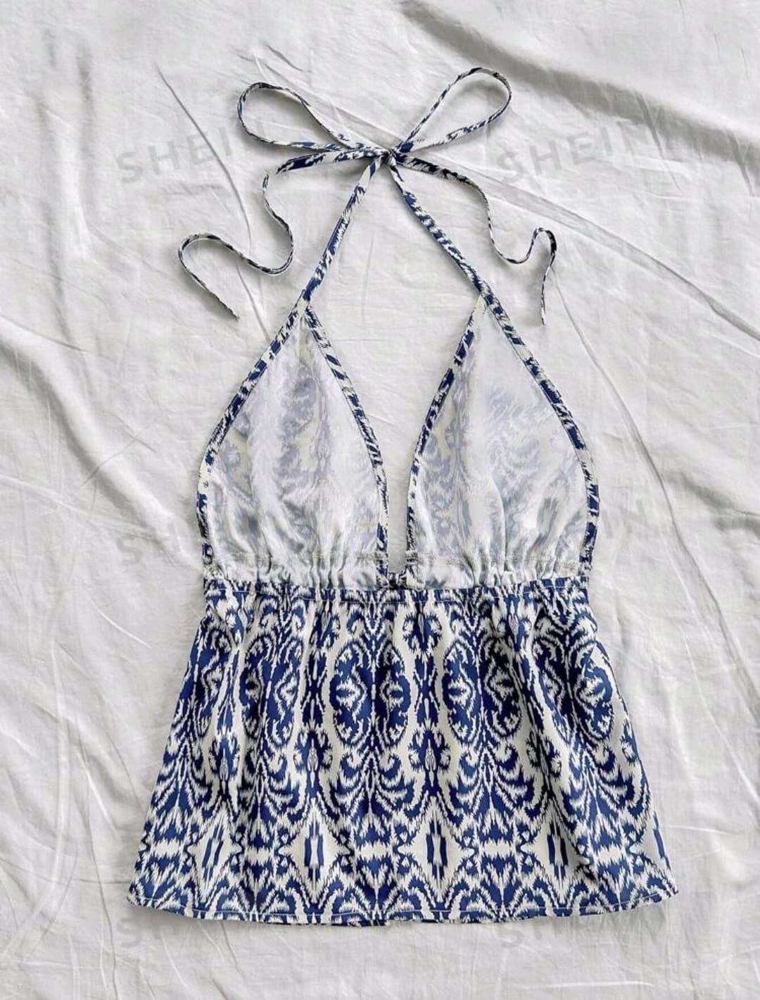 SHEIN WYWH Top sin mangas con cuello en V de línea A con estampado floral