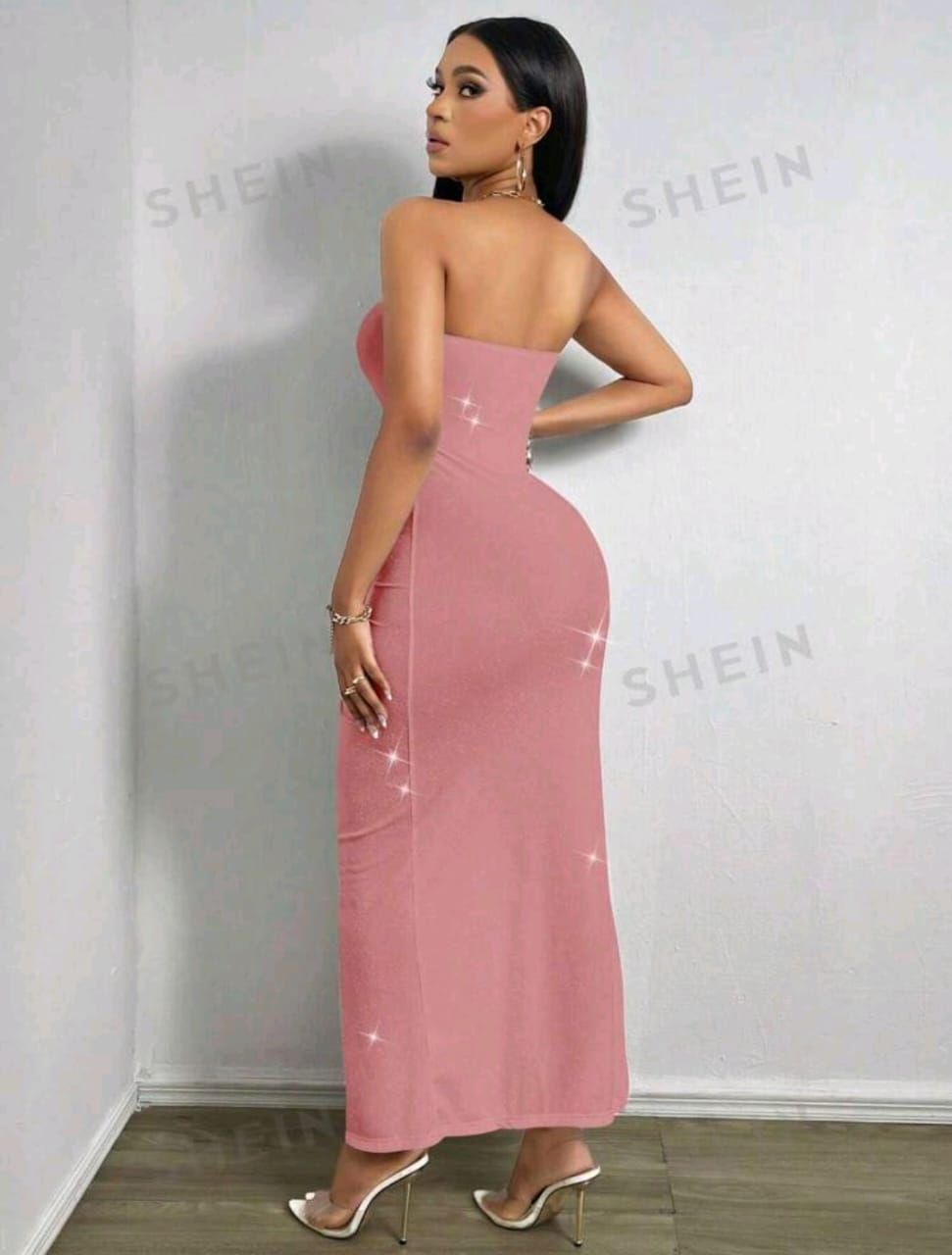 Allurite Vestido Sin Tirantes Retorcido Y Con Huecos En Color Sólido