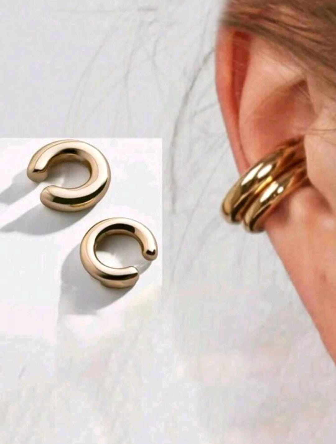 2 Piezas Cuff De Oreja Simple Y Elegante En Forma De C