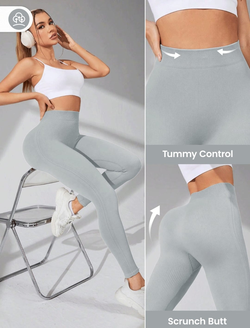 SHEIN Sport Seamluxe Mallas deportivas de cintura alta sin costuras