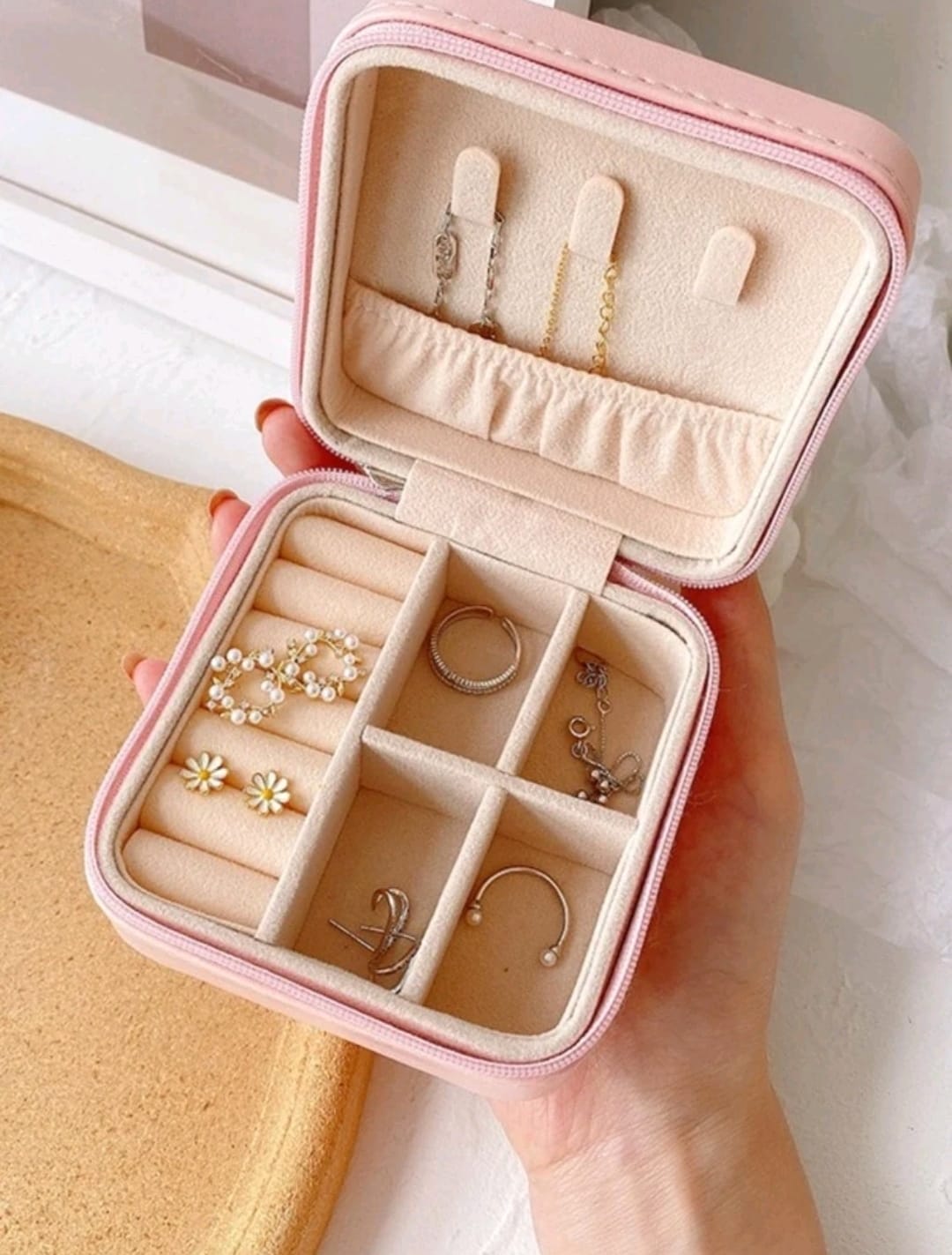 1 Pieza Caja De Almacenamiento De Joyas De Múltiples Rejillas