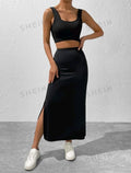 SHEIN EZwear Falda Hasta El Muslo