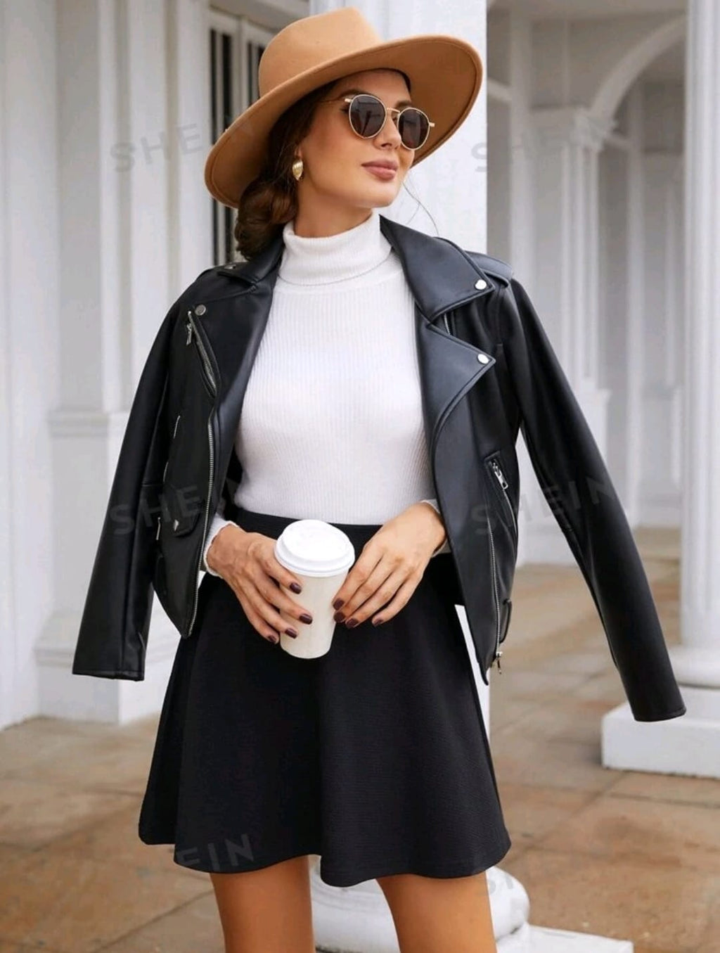 SHEIN Frenchy Falda amplia de talle alto con textura