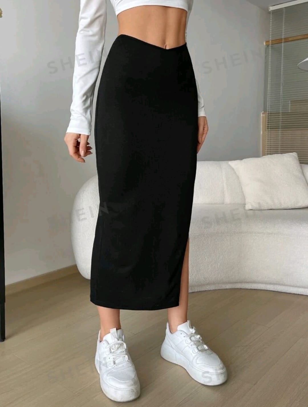 SHEIN EZwear Falda negra de primavera