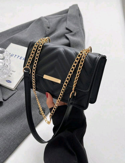 1 Pieza De Moda Bolso De Hombro Con Solapa Y Textura Prensada