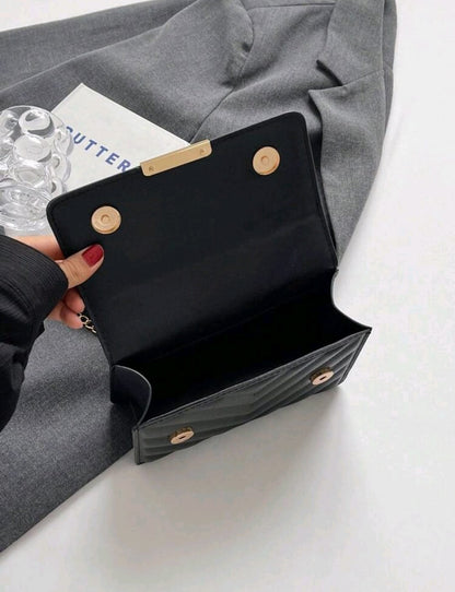 1 Pieza De Moda Bolso De Hombro Con Solapa Y Textura Prensada