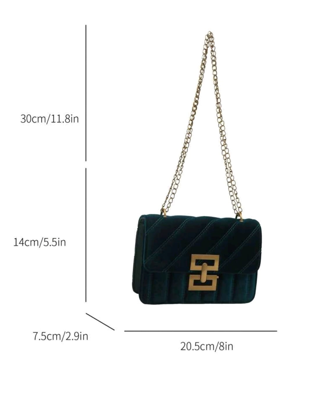 Bolso cuadrado de hombro de terciopelo