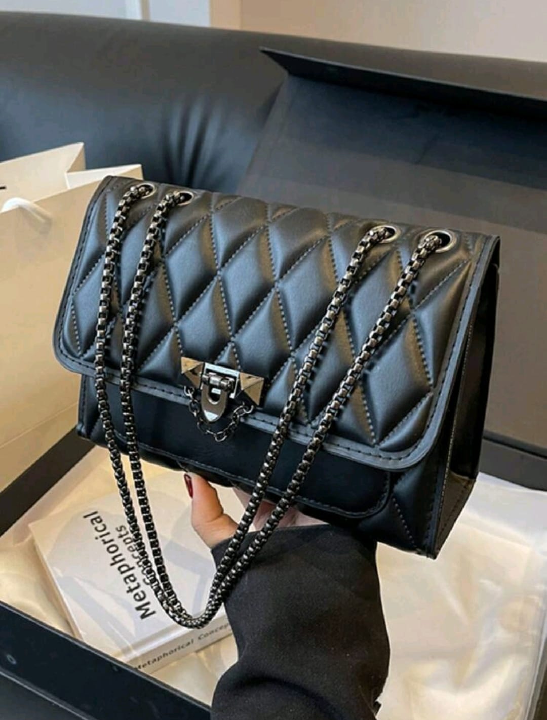 1 Pieza Bolsa Minimalista De Moda Con Diseño De Diamantes