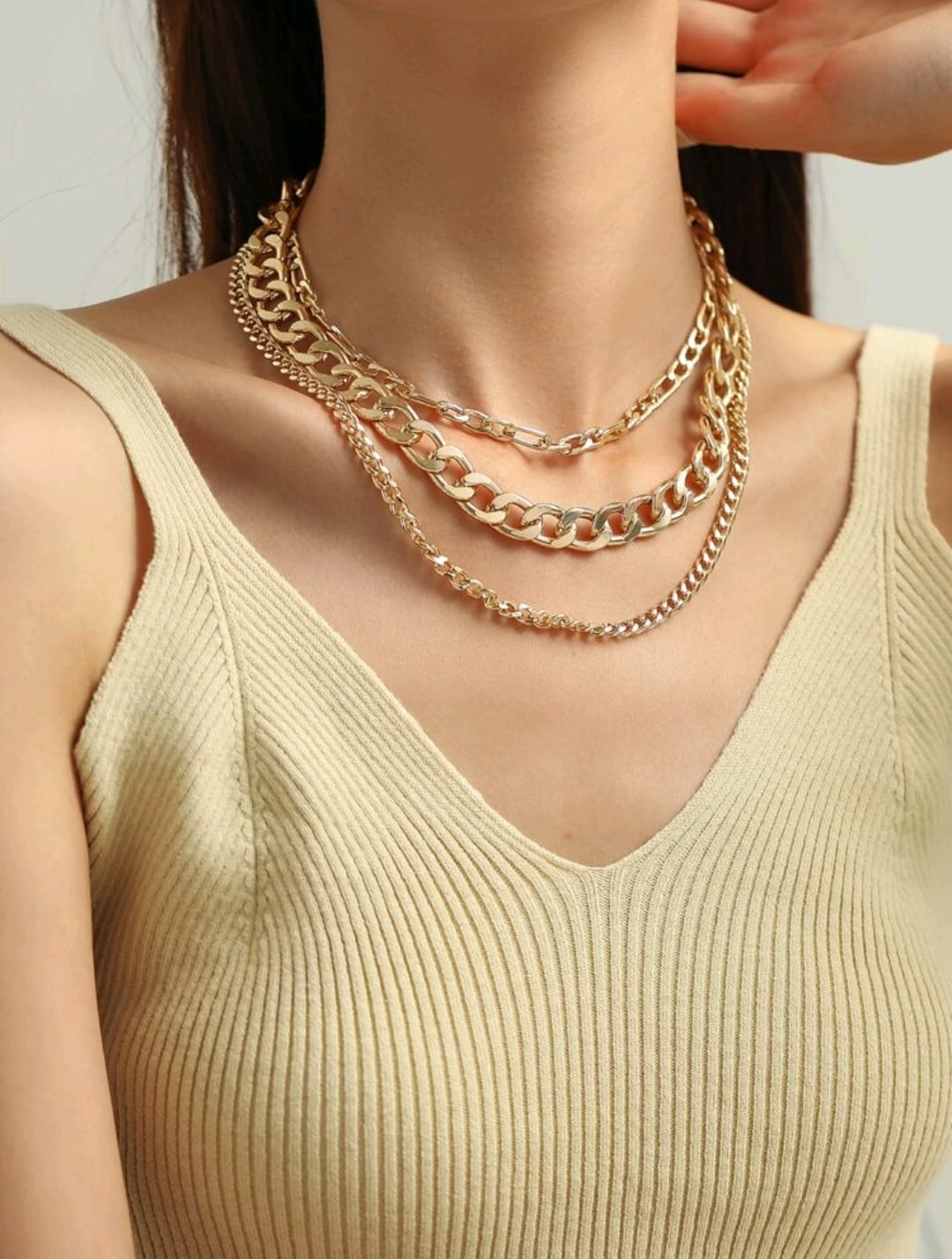 Conjunto de 3 piezas Collares de cadena estilo
