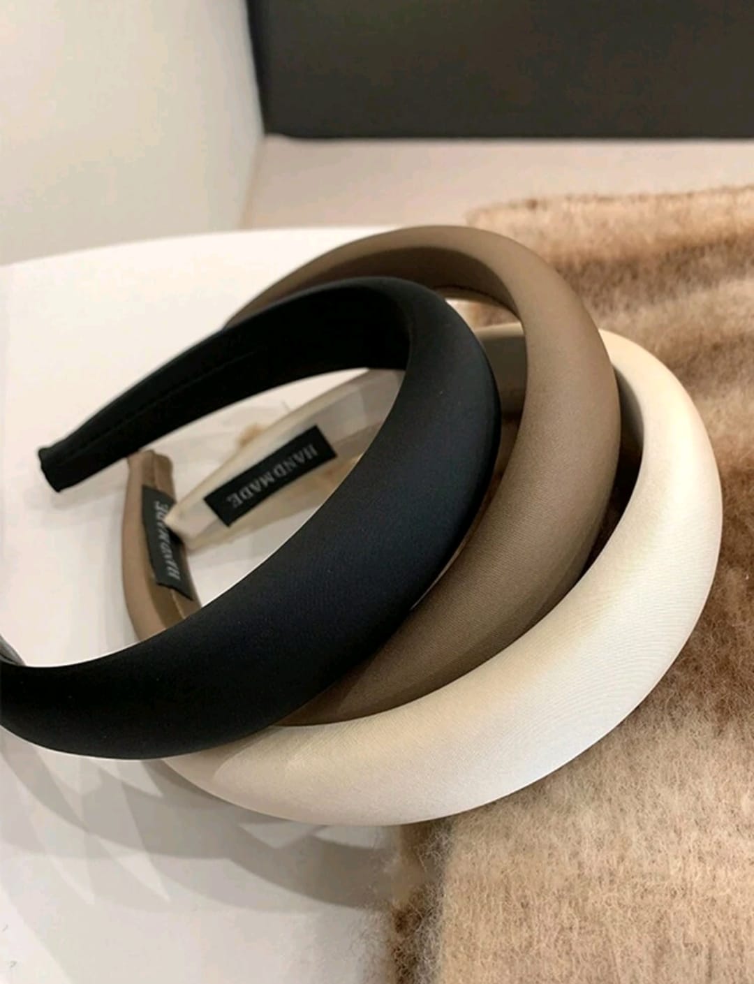 Juego de 3 diademas minimalistas de unicolor negro/blanco/marrón