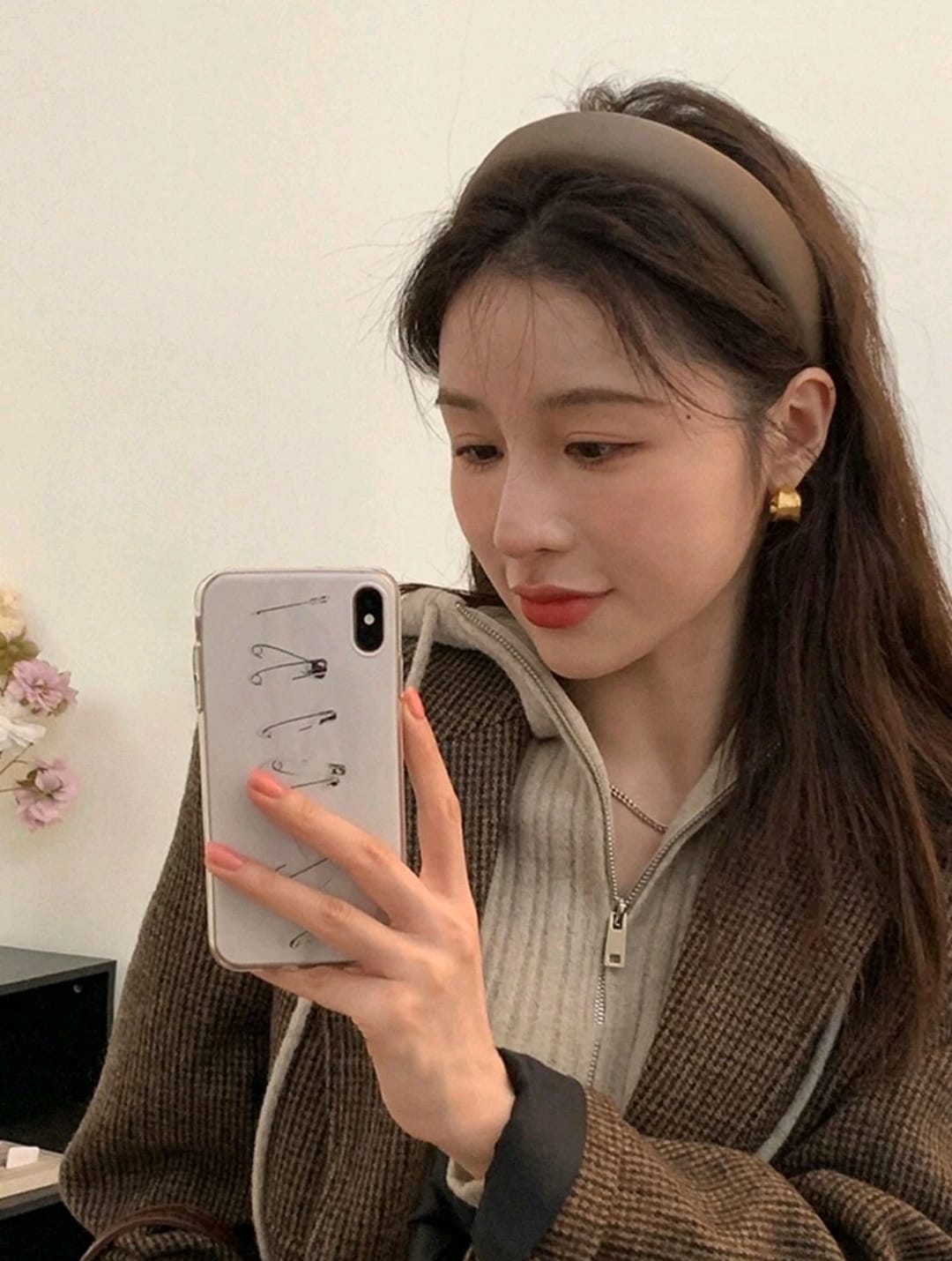 Juego de 3 diademas minimalistas de unicolor negro/blanco/marrón