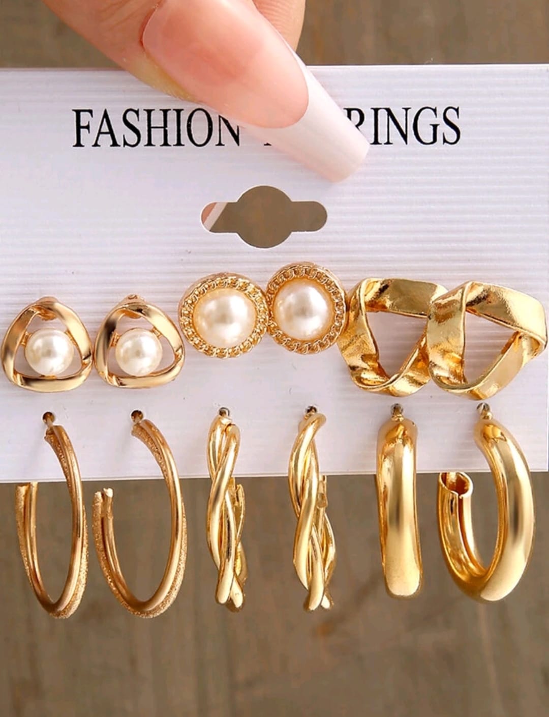 Juego De Pendientes De 12 Pares Con Diamantes Y Perlas