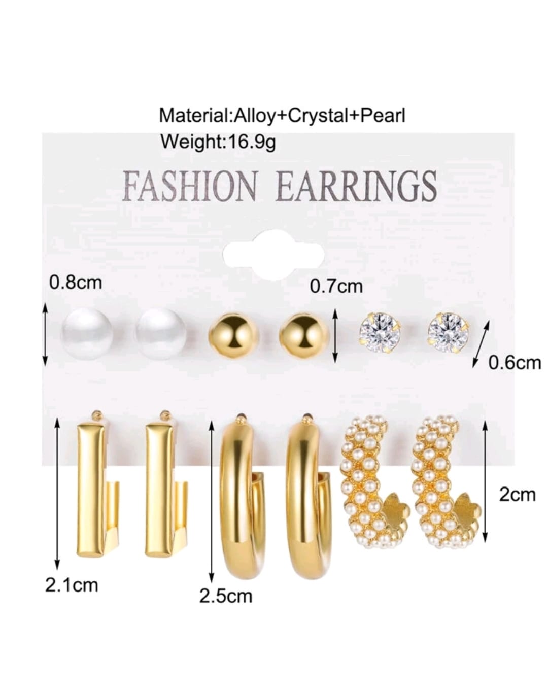 Juego De Pendientes De 12 Pares Con Diamantes Y Perlas