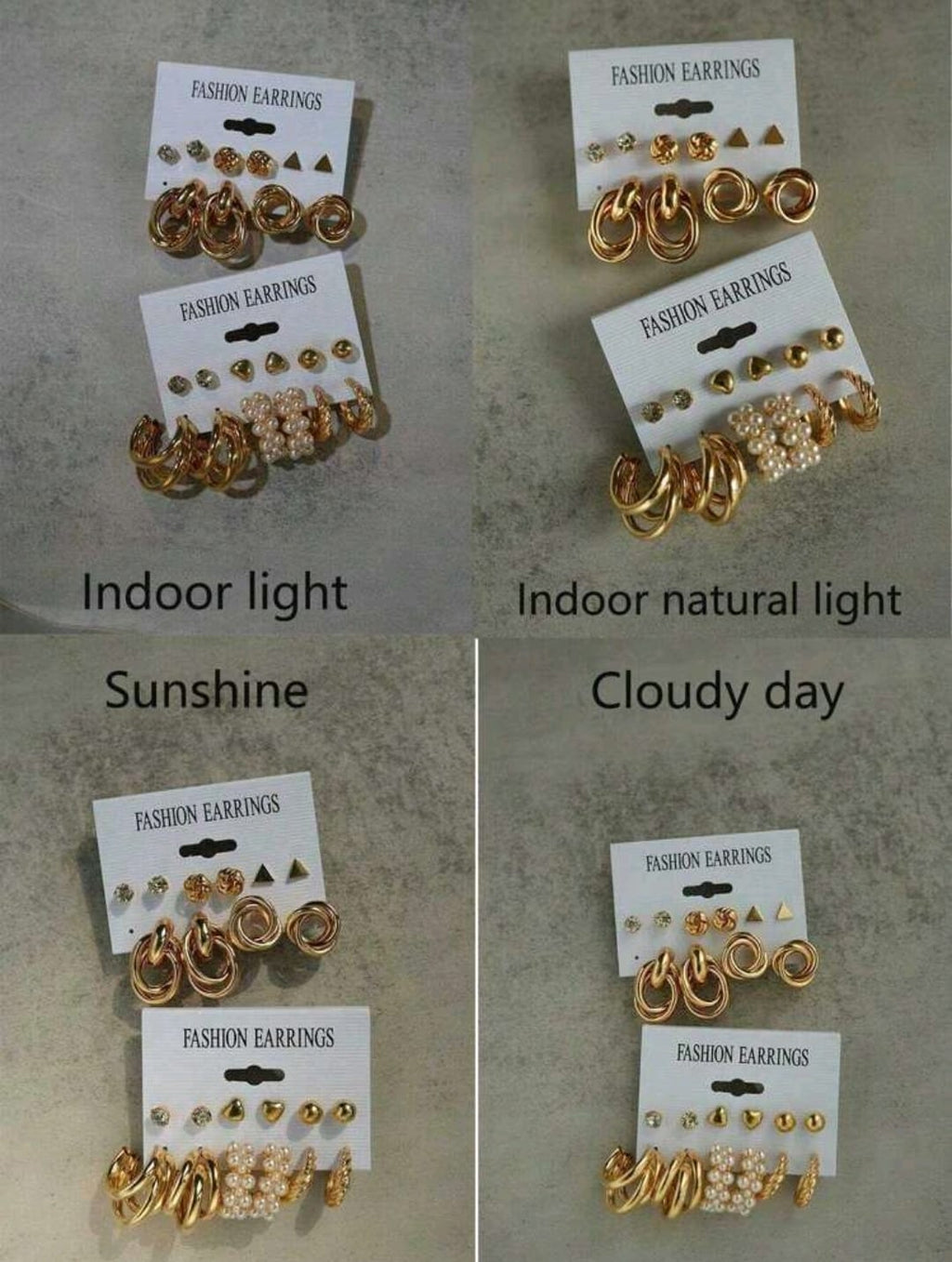 Set de 11 piezas de aretes de mujer con forma geométrica de metal