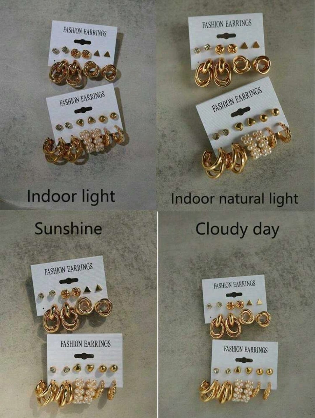 Set de 11 piezas de aretes de mujer con forma geométrica de metal