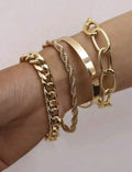 4 Pulseras Conjunto de joyería de pulsera de acero inoxidable dorado