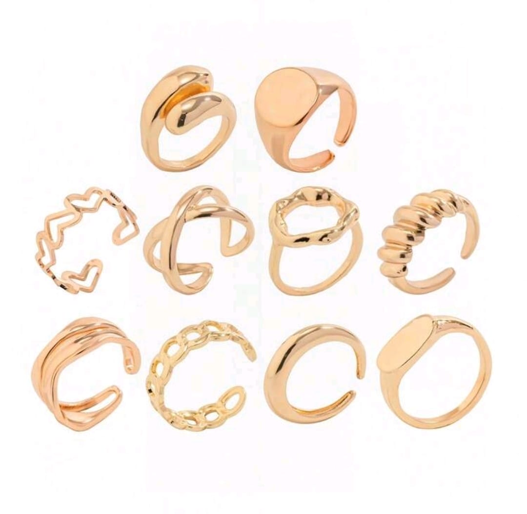 Conjunto de 10 anillos con unión de superficie de arco geométrico