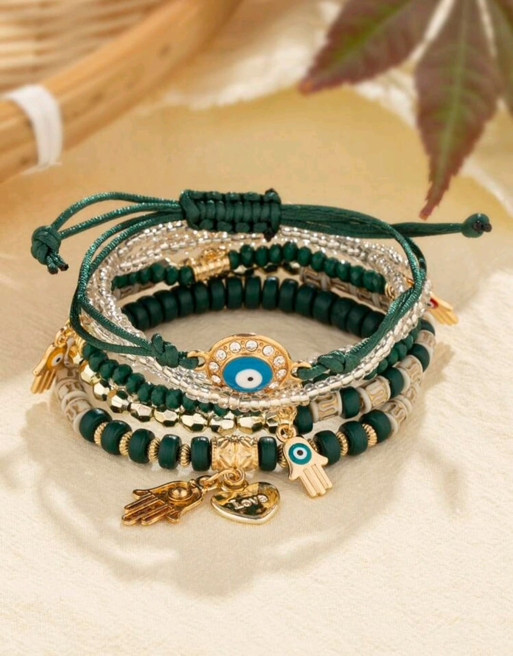 6 piezas/set Pulsera ojo & diseño mano Hamsa