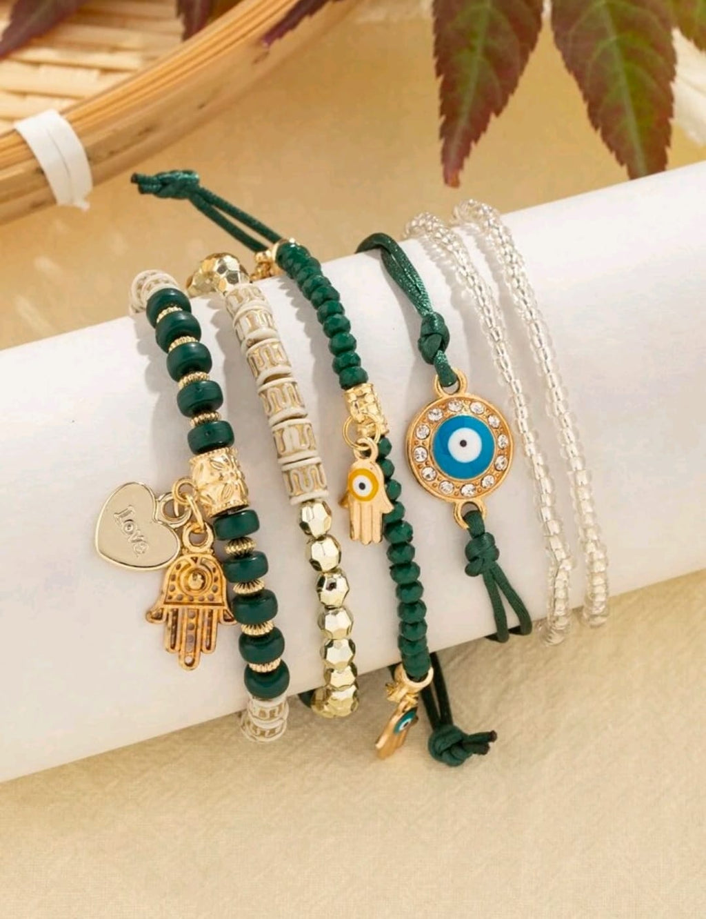 6 piezas/set Pulsera ojo & diseño mano Hamsa
