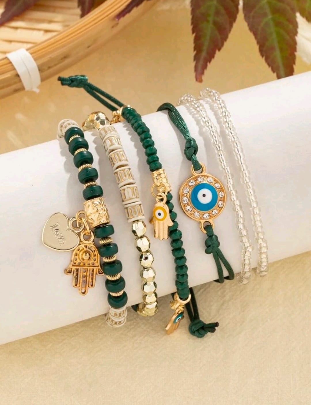 6 piezas/set Pulsera ojo & diseño mano Hamsa