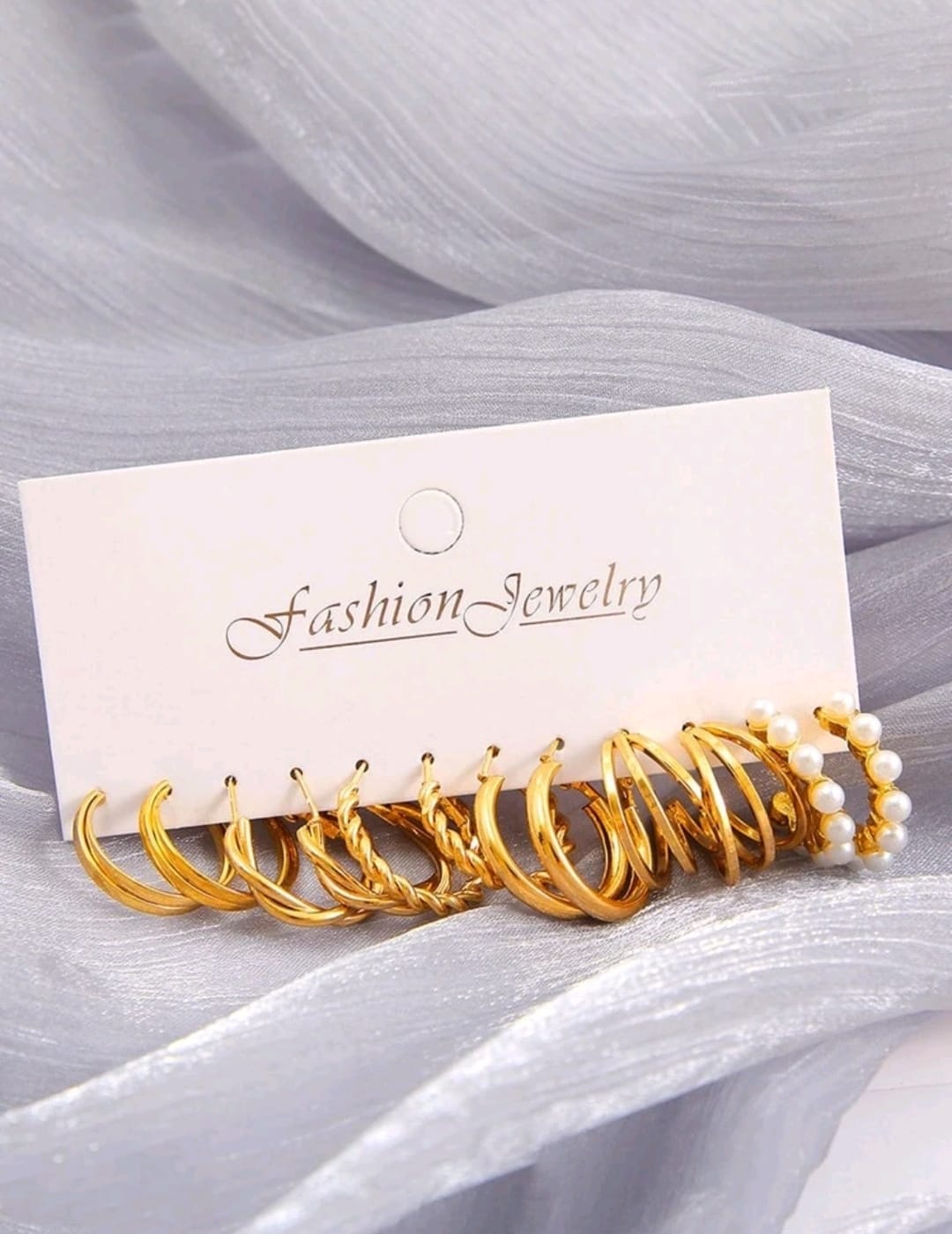 Conjunto De 6 Pares De Pendientes Con Aros Retorcidos Geométricos De Moda