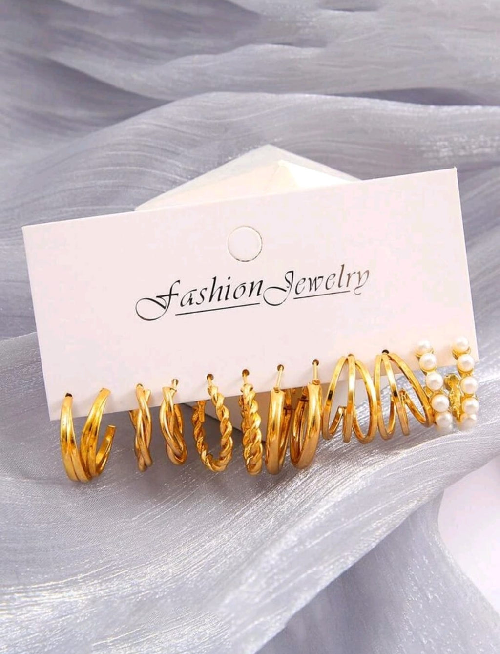 Conjunto De 6 Pares De Pendientes Con Aros Retorcidos Geométricos De Moda