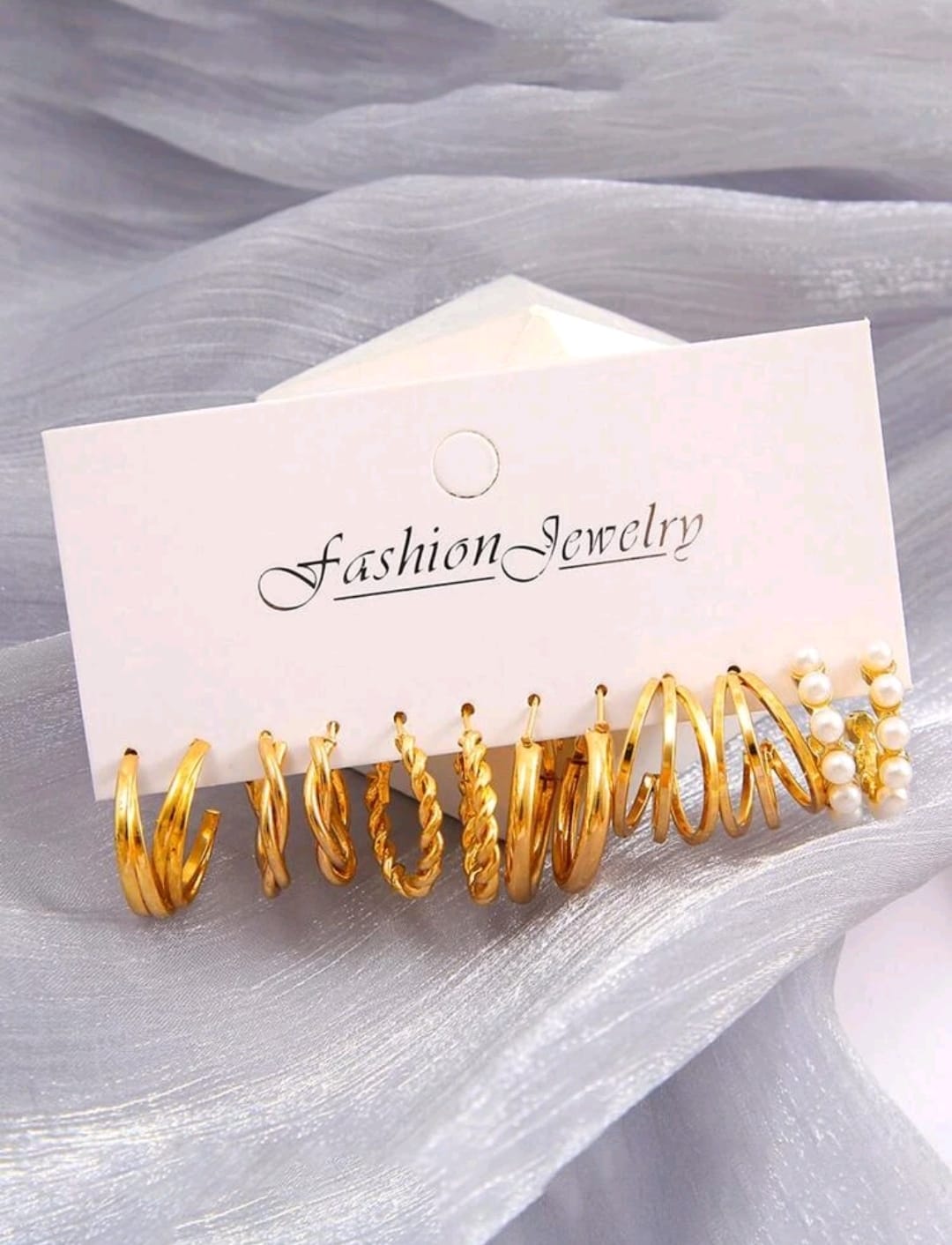 Conjunto De 6 Pares De Pendientes Con Aros Retorcidos Geométricos De Moda