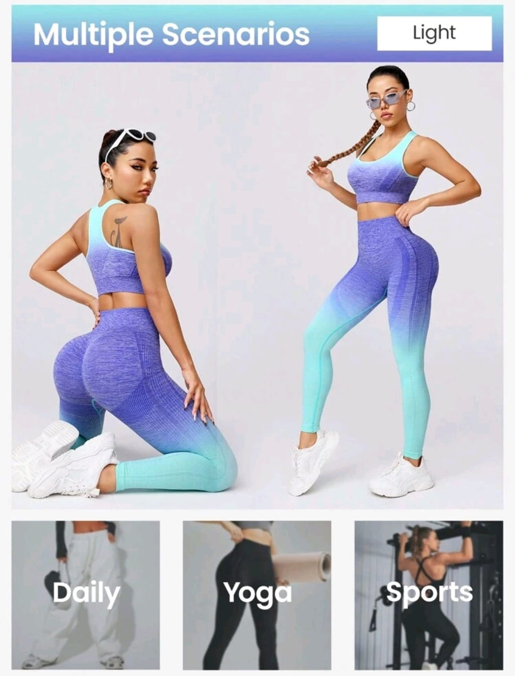 SHEIN Sport Studio Conjunto de yoga sin costuras para mujer con degradado de color