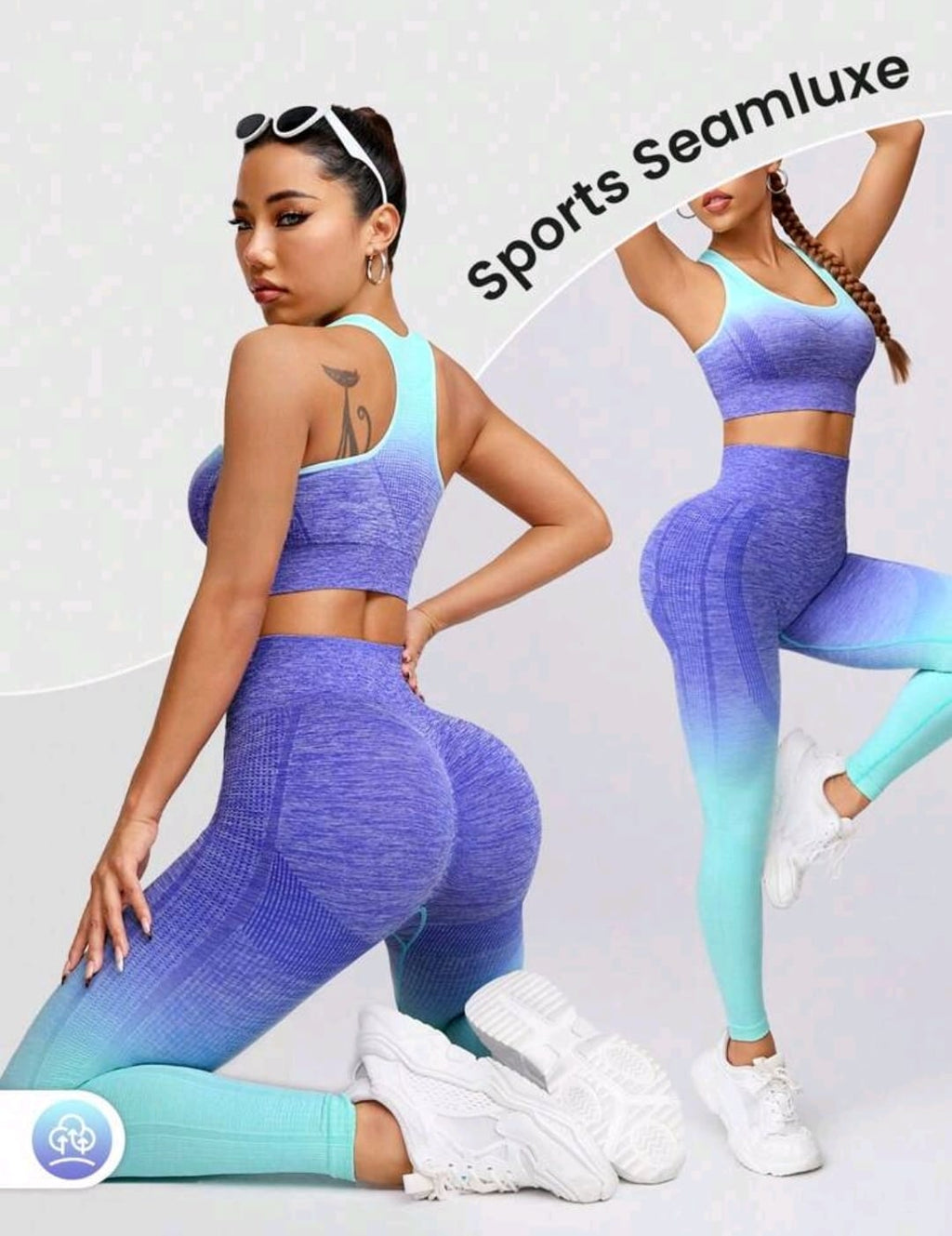 SHEIN Sport Studio Conjunto de yoga sin costuras para mujer con degradado de color