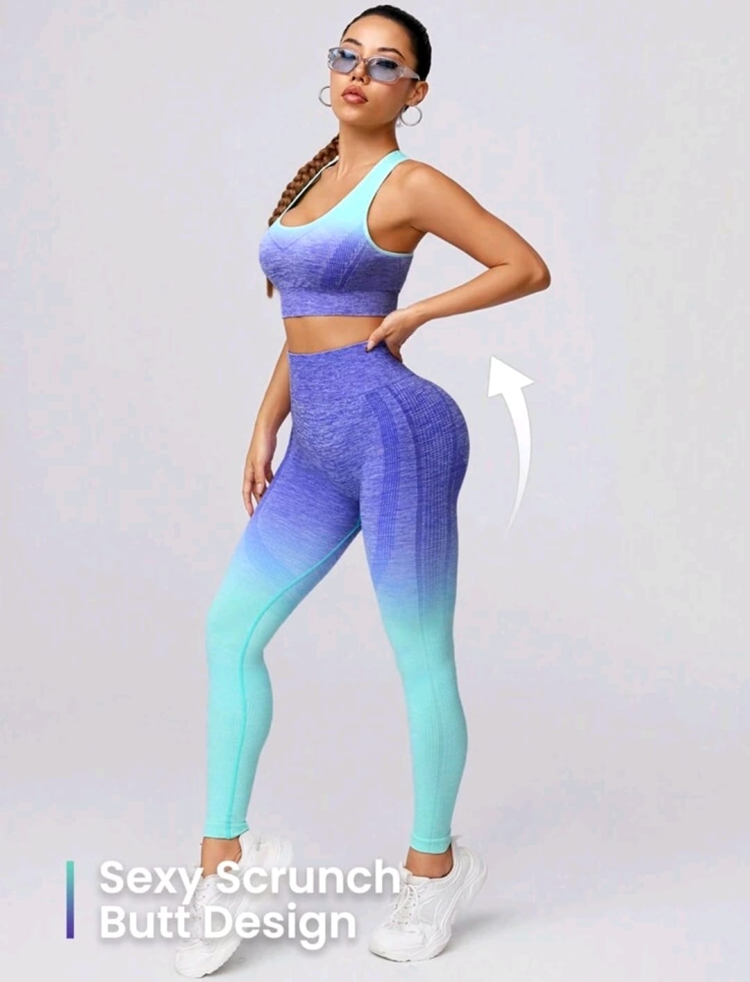 SHEIN Sport Studio Conjunto de yoga sin costuras para mujer con degradado de color