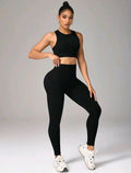 SHEIN Sport Studio Conjunto deportivo casual de mujer de unicolor con top sin mangas