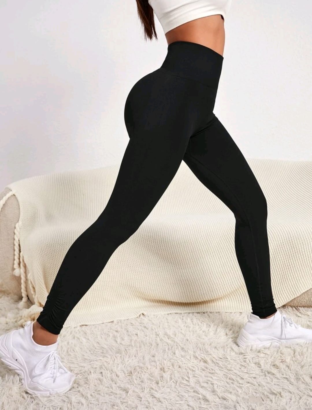 SHEIN Sport Studio Leggings De Yoga Sin Costuras De Alta Elasticidad Con Control De Abdomen Para Gimnasio