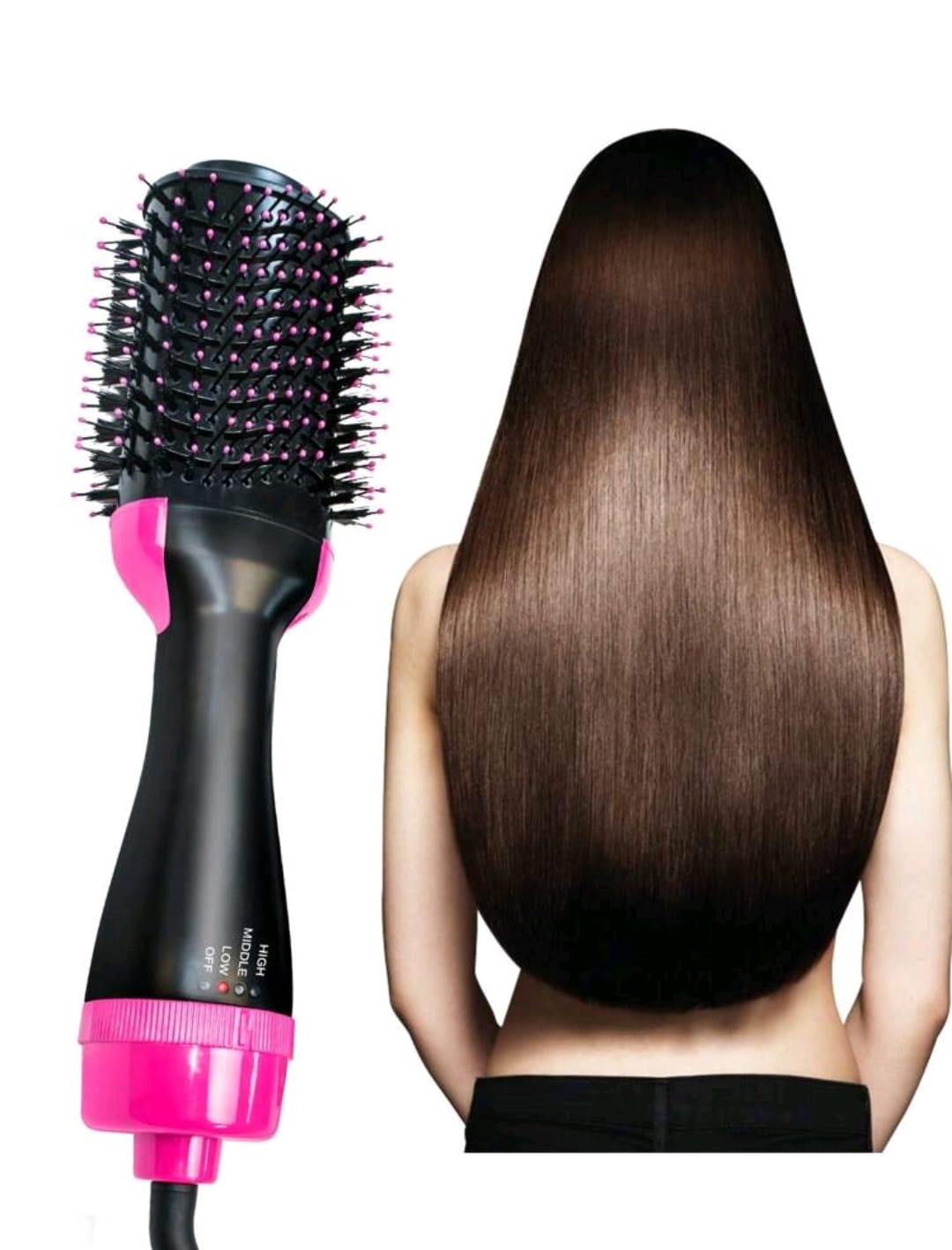 Secador de pelo multifuncional 3-en-1, rizador y plancha, color