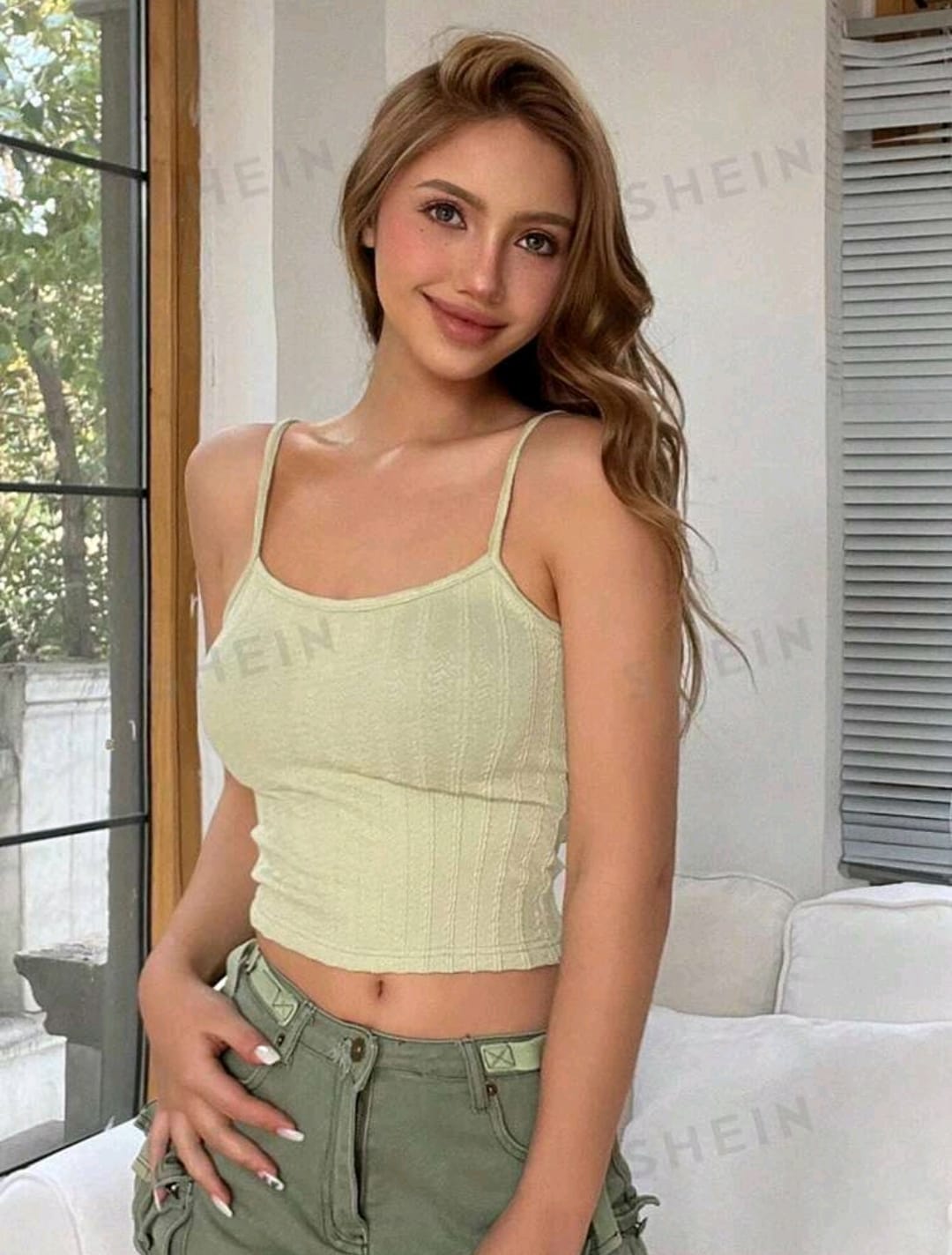 DAZY Top de camisola acanalado con textura envuelta