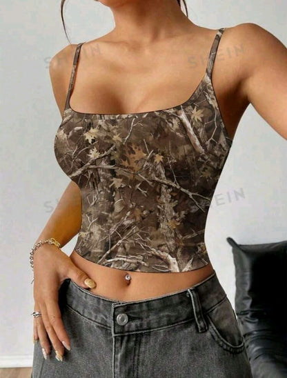 SHEIN EZwear Camiseta sin mangas slim fit casual y retro