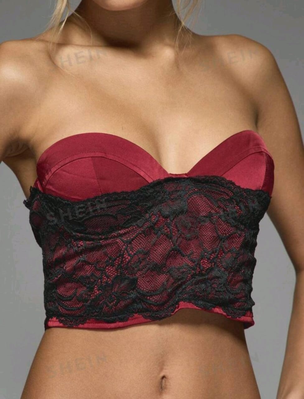 MISSGUIDED Top corto tipo corsé de satén