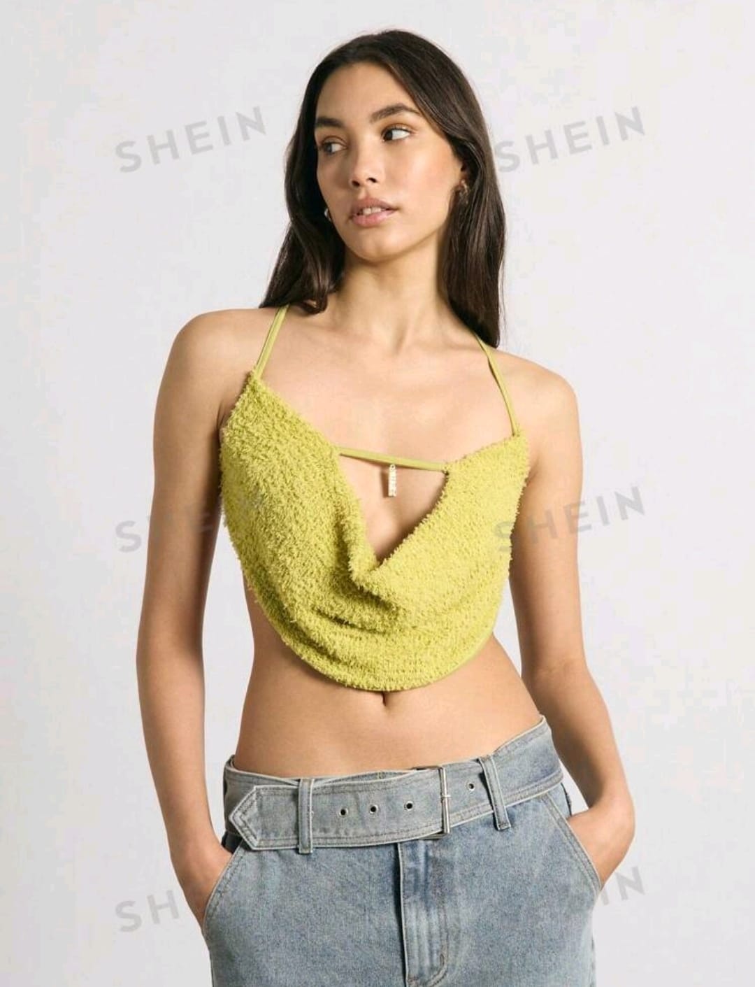 AiiRZ Top corto con cuello en forma de bufanda, cuello