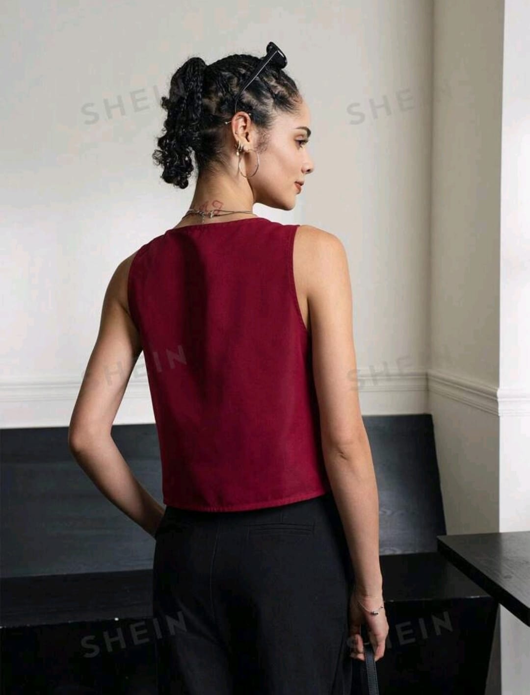 INAWLY Camiseta de tirantes de color liso con cordones delanteros