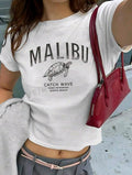 INAWLY Camiseta de mujer tipo bebé con estampado de eslogan de tortuga Y2K